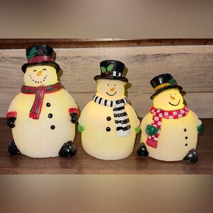 Super Cute 🥰 Set of 3 LED Snowman Christmas Candles by North Spruce Lane - NEW